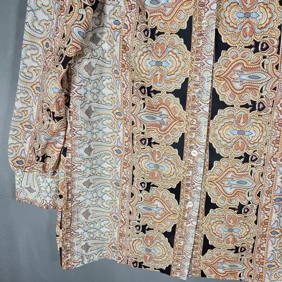 VTG Carole Sue Paisley Tunic Blouse L Multicolor Boho Festival Long Shirt Top - Picture 4 of 10